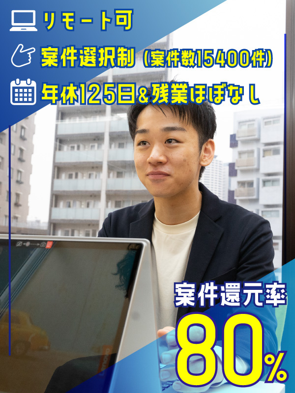 SE◆年休125日以上／フルリモート可／年2回昇給＆賞与／案件還元率80％／自社サービス運営イメージ1