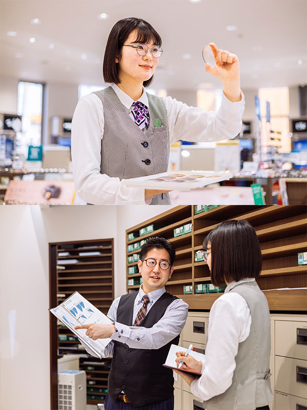 メガネの販売スタッフ◆完全週休2日制／残業月5時間／子ども手当月1万円／国家資格取得補助ありイメージ1