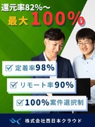 エンジニア◆勤続3年で85％、10年で全員還元率100％／紹介案件数：平均55件／在宅勤務／案件選択1